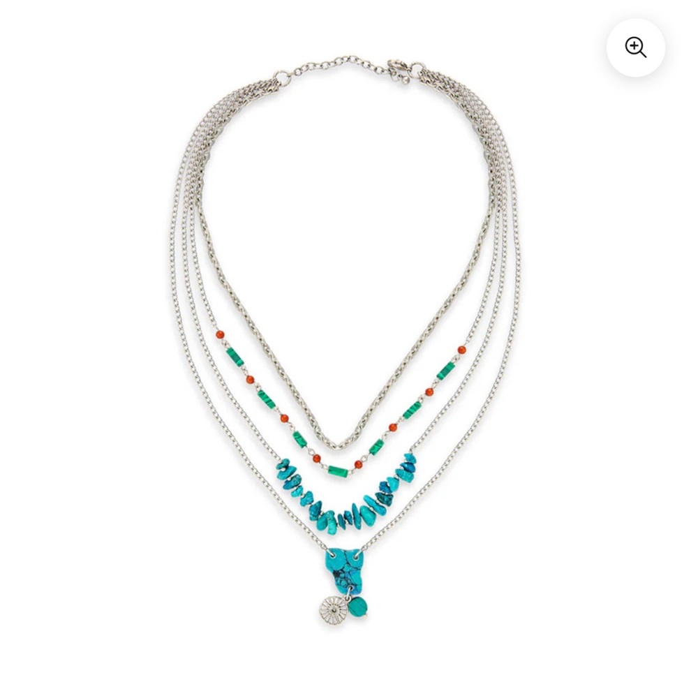 Myra Bag, Silver and Blue Charm Necklace